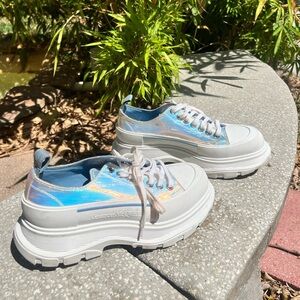 Alexander McQueen silver tread slick sneakers